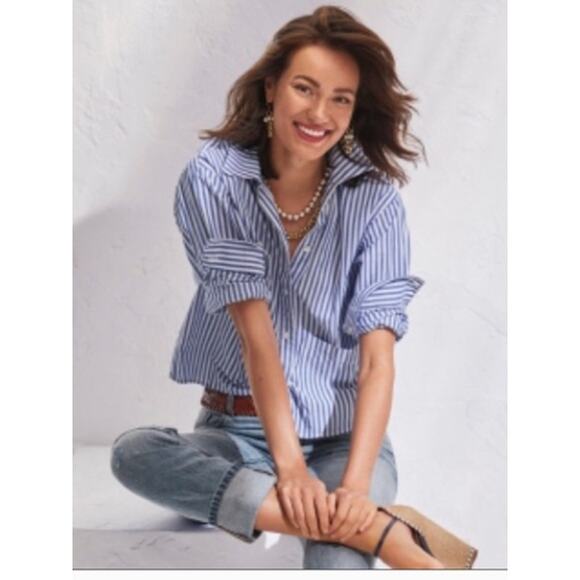 CAbi Tops - CAbi M 6085 Striped Blue / White Prep School Button Down Shirt Spring 2022